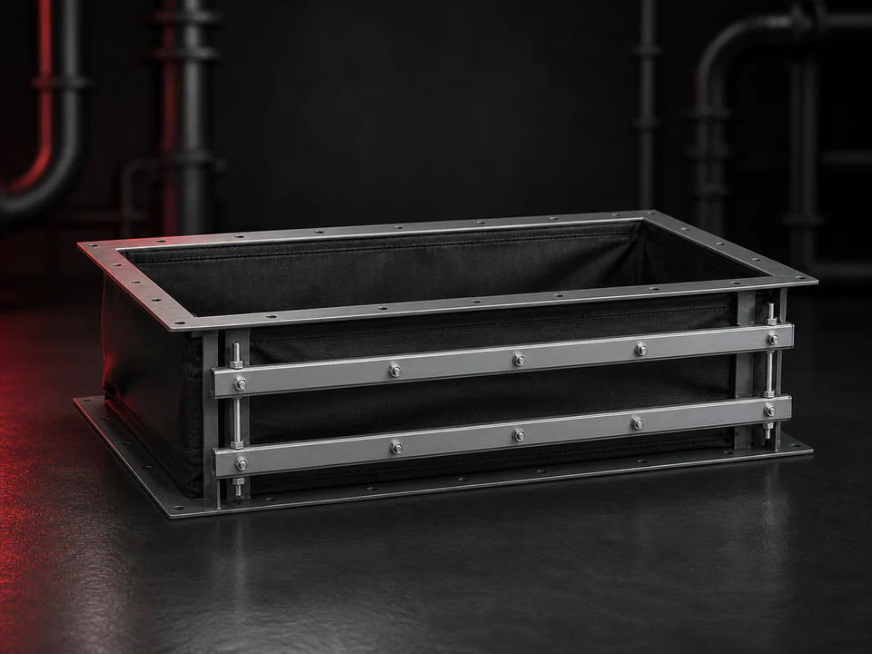 Rectangular fabric expansion joint assembly