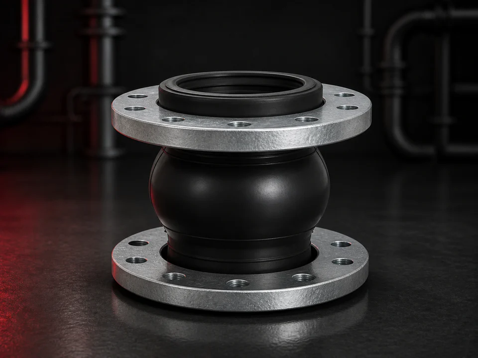 Flanged rubber expansion joint assembly
